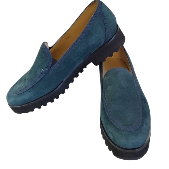 Ron White Solina Platform Lug Sole Green Loafer Flat Size 8.5 - Picture 1 of 13